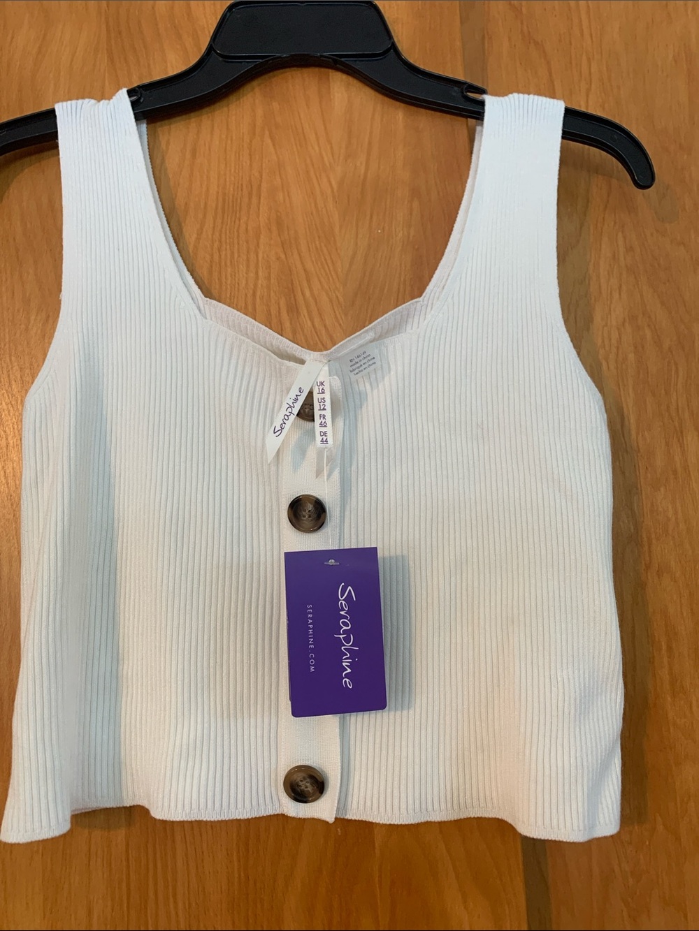 NWT Seraphine White Ribbed Button-Front Crop Tank Nursing Dress US 12